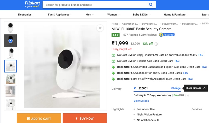 mi cctv camera flipkart