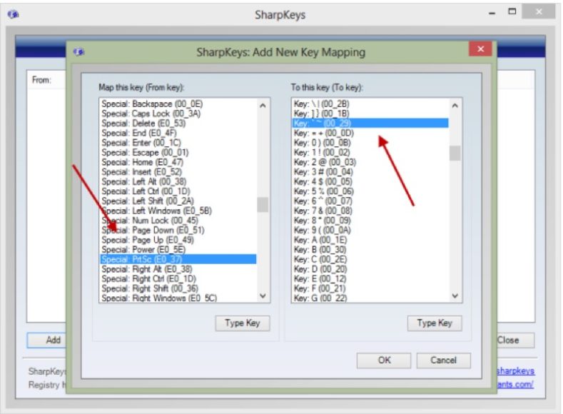 Sharp Keys to Map Keyboard