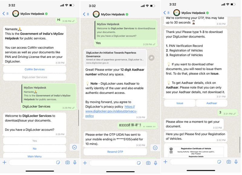 MyGov Helpdesk on WhatsApp